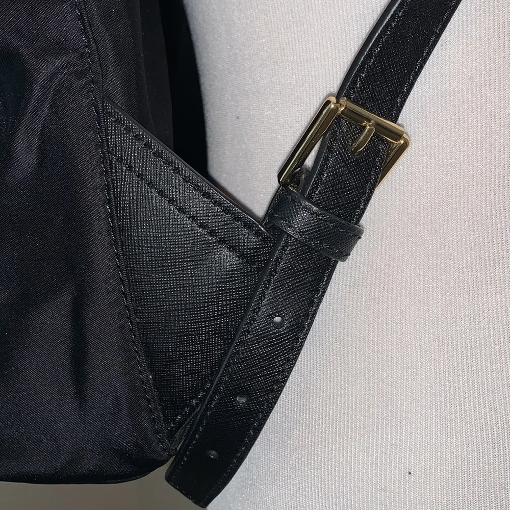TORY BURCH GORGEOUS DRAWSTRING NYLON MAGNET CLOSE JET BLACK BACKPACK